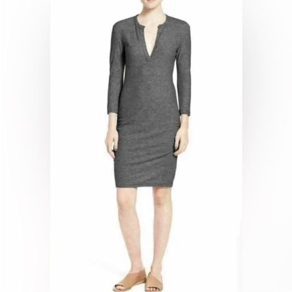 James Perse Gray Knit Ruched Bodycon Dress - Picture 1 of 8